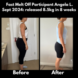 weight loss program fast off before and after side view of Angela L from Sydney with True Foods Nutrition